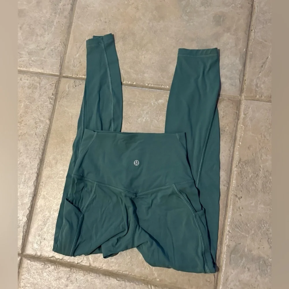 Lululemon Align High Rise Pant Pockets 25” Tidewater Teal Green Size 2  Leggings